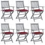 Folding garden chairs 6 pcs solid acacia wood cushions by vidaXL, Garden chairs - Ref: Foro24-3065431, Price: 302,99 €, Disco...