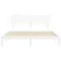 Double bed frame with white solid wood headboard by vidaXL, Beds and slatted bases - Ref: Foro24-3193742, Price: 157,00 €, Di...