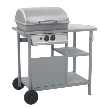 Tragbarer Gasgrill mit Tisch mit 3 Ablagen in Silber von vidaXL, Grillen - Ref: Foro24-3051184, Preis: 165,99 €, Rabatt: %