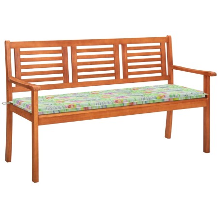 3 seater garden bench solid eucalyptus wood and cushion 150 cm by vidaXL, garden benches - Ref: Foro24-3061008, Price: 187,99...