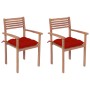 Garden chairs 2 pcs solid teak wood with red cushions by vidaXL, Garden chairs - Ref: Foro24-3062283, Price: 178,73 €, Discou...