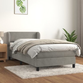 Cama box spring con colchón terciopelo gris claro 100x200 cm de vidaXL, Camas y somieres - Ref: Foro24-3127355, Precio: 339,5...