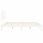 Double bed frame with white solid wood headboard by vidaXL, Beds and slatted bases - Ref: Foro24-3193742, Price: 157,00 €, Di...