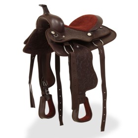 Western saddle, bridle and real leather breastplate 13" brown by vidaXL, Frames - Ref: Foro24-91351, Price: 157,32 €, Discoun...