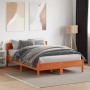 Bed frame with wax brown pine wood headboard 140x190 cm by vidaXL, Beds and slatted bases - Ref: Foro24-842769, Price: 117,99...