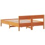 Bed frame with wax brown pine wood headboard 140x190 cm by vidaXL, Beds and slatted bases - Ref: Foro24-842769, Price: 117,99...