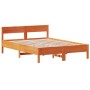 Estructura cama con cabecero madera pino marrón cera 120x200 cm