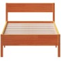 Bed frame with wax brown pine wood headboard 90x190 cm by vidaXL, Beds and slatted bases - Ref: Foro24-842781, Price: 93,22 €...