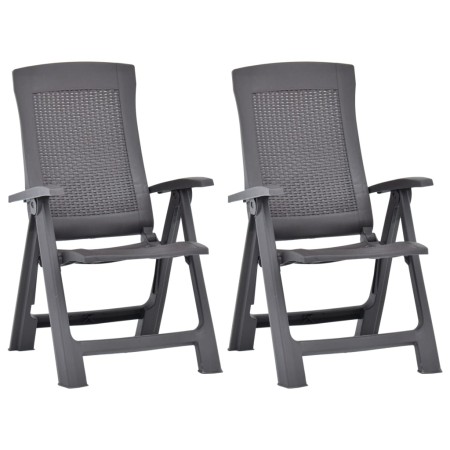 Reclining garden chairs, 2 units, plastic, mocha color by vidaXL, Garden chairs - Ref: Foro24-48762, Price: 105,77 €, Discoun...