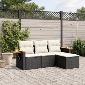 4-teilige Gartensofagarnitur mit schwarzen synthetischen Rattankissen von vidaXL, Gartensets - Ref: Foro24-3259144, Preis: 28...