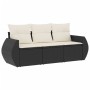 Gartensofa-Set mit Kissen, 3-teilig, schwarzes synthetisches Rattan von vidaXL, Gartensets - Ref: Foro24-3253393, Preis: 225,...