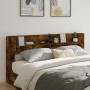 Bed headboard with LED light smoked oak 220x16.5x103.5 cm by vidaXL, Headboards and footboards - Ref: Foro24-839277, Price: 1...