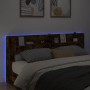 Bed headboard with LED light smoked oak 220x16.5x103.5 cm by vidaXL, Headboards and footboards - Ref: Foro24-839277, Price: 1...