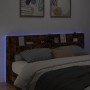 Cabecero de cama con luz LED roble ahumado 220x16,5x103,5 cm