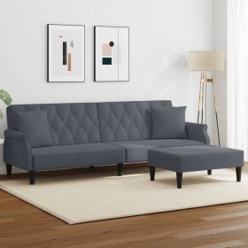 2-Sitzer-Schlafsofa und dunkelgraue Samthockerkissen von vidaXL, Sofas - Ref: Foro24-3216220, Preis: 335,76 €, Rabatt: %