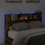 Bed headboard with LED light smoked oak 160x16.5x103.5 cm by vidaXL, Headboards and footboards - Ref: Foro24-839256, Price: 1...