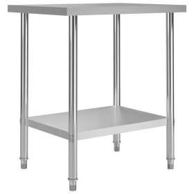 Stainless steel kitchen work table 80x60x85 cm by vidaXL, Restoration - Ref: Foro24-51186, Price: 148,38 €, Discount: %