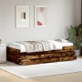 Lounger with engineered wood drawers smoked oak 100x200 cm by vidaXL, Beds and slatted bases - Ref: Foro24-3280871, Price: 20...