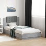 Concrete gray engineered wood bed with headboard 90x190 cm by vidaXL, Beds and slatted bases - Ref: Foro24-3209971, Price: 15...