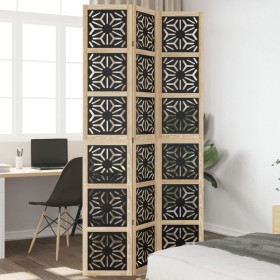 Divider screen 3 panels solid Paulownia wood brown black by vidaXL, Room dividers - Ref: Foro24-358800, Price: 93,99 €, Disco...