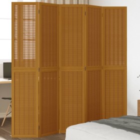 5-panel partition screen solid brown paulownia wood by vidaXL, Room dividers - Ref: Foro24-358823, Price: 126,99 €, Discount: %