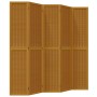 Biombo separador de 5 paneles madera maciza paulownia marrón