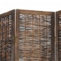 Biombo separador de 4 paneles madera paulownia marrón oscuro