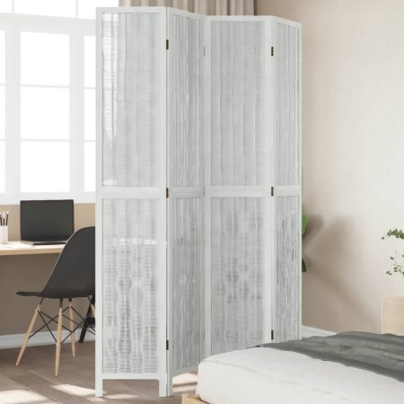 White Paulownia solid wood 4-panel dividing screen by vidaXL, Room dividers - Ref: Foro24-358676, Price: 117,99 €, Discount: %