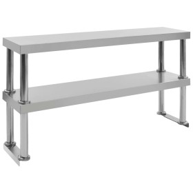 2-tier stainless steel work table shelf 120x30x65 cm by vidaXL, Restoration - Ref: Foro24-51193, Price: 161,99 €, Discount: %