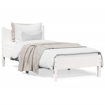 Solid white pine wood bed frame 100x200 cm by vidaXL, Beds and slatted bases - Ref: Foro24-844734, Price: 93,27 €, Discount: %