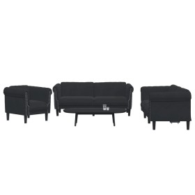 Dreiteilige Sofagarnitur aus schwarzem Samt von vidaXL, Sofas - Ref: Foro24-3209214, Preis: 766,96 €, Rabatt: %