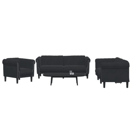 Juego de sofás 3 piezas terciopelo negro de vidaXL, Sofás - Ref: Foro24-3209214, Precio: 734,99 €, Descuento: %