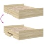 Cama con cajones madera de ingeniería roble Sonoma 120x190 cm