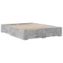 Concrete gray engineered wood bed with drawers 150x200 cm by vidaXL, Beds and slatted bases - Ref: Foro24-3280380, Price: 188...