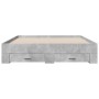 Concrete gray engineered wood bed with drawers 150x200 cm by vidaXL, Beds and slatted bases - Ref: Foro24-3280380, Price: 188...