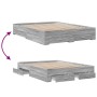 Cama con cajones madera ingeniería gris Sonoma 150x200 cm