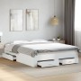 White engineered wood bed frame with drawers 150x200 cm by vidaXL, Beds and slatted bases - Ref: Foro24-3280377, Price: 196,4...