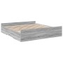 Sonoma gray engineered wood bed with drawers 200x200 cm by vidaXL, Beds and slatted bases - Ref: Foro24-3280270, Price: 175,9...