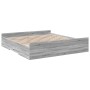 Sonoma gray engineered wood bed with drawers 200x200 cm by vidaXL, Beds and slatted bases - Ref: Foro24-3280270, Price: 175,9...