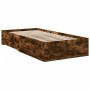 Smoked oak engineered wood bed with drawers 75x190 cm by vidaXL, Beds and slatted bases - Ref: Foro24-3280444, Price: 110,99 ...