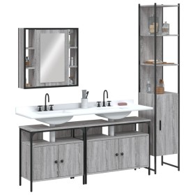 Sonoma gray plywood 4-piece bathroom cabinet set by vidaXL, Bathroom furniture - Ref: Foro24-3214748, Price: 276,99 €, Discou...