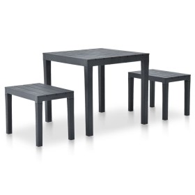 Garden table with 2 anthracite gray plastic benches by vidaXL, Garden sets - Ref: Foro24-48778, Price: 115,08 €, Discount: %