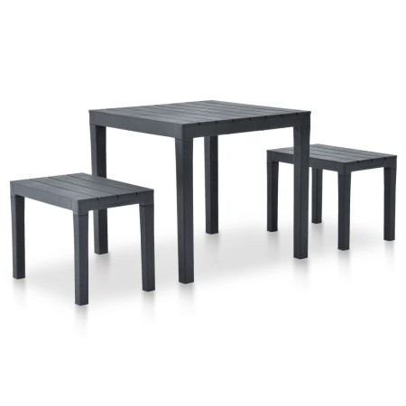 Mesa de jardín con 2 bancos plástico gris antracita de vidaXL, Conjuntos de jardín - Ref: Foro24-48778, Precio: 115,08 €, Des...