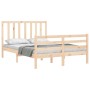 Estructura de cama de matrimonio con cabecero madera maciza de vidaXL, Camas y somieres - Ref: Foro24-3193761, Precio: 113,23...