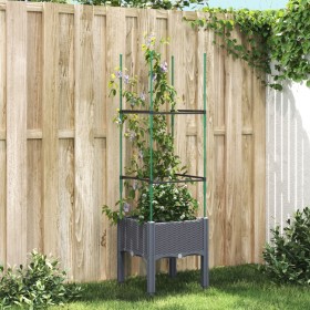 Jardinera con enrejado PP gris 40x40x142,5 cm de vidaXL, Maceteros y jardineras - Ref: Foro24-367946, Precio: 31,99 €, Descue...