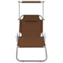 Folding lounger with awning and taupe gray steel wheels by vidaXL, Loungers - Ref: Foro24-44326, Price: 54,06 €, Discount: %