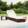 Sun lounger with folding awning, brown synthetic rattan 213x63x97cm by vidaXL, Loungers - Ref: Foro24-319637, Price: 178,78 €...