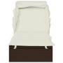 Tumbona con toldo plegable ratán sintético marrón 213x63x97cm de vidaXL, Tumbonas - Ref: Foro24-319637, Precio: 178,78 €, Des...