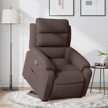 Sillón reclinable elevable tela marrón oscuro de vidaXL, Sillones - Ref: Foro24-3204985, Precio: 287,39 €, Descuento: %