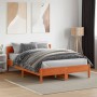 Bed frame with wax brown pine wood headboard 135x190 cm by vidaXL, Beds and slatted bases - Ref: Foro24-842773, Price: 126,99...